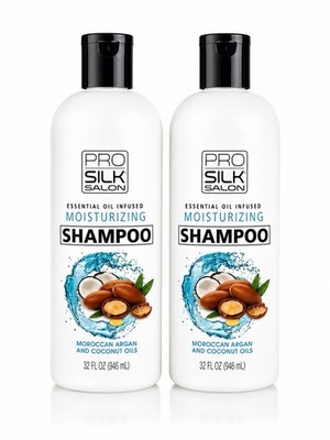 Lot Of 2 Pro Silk Salon Shampoo Moroccan Argan And Coconut Oils 32 oz.