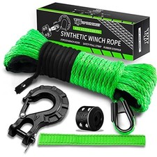 Off-road Winch Rope Kit - 316x50 8500 Lbs Green Synthetic Cable With