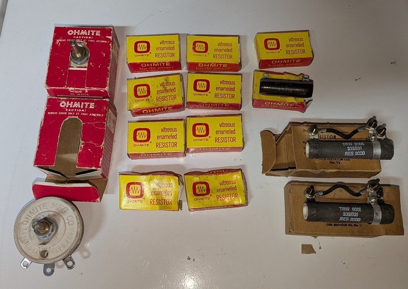 Vintage New Old Stock Resistor & Rheostat Lot - Ohmite 50W Model J, TRW