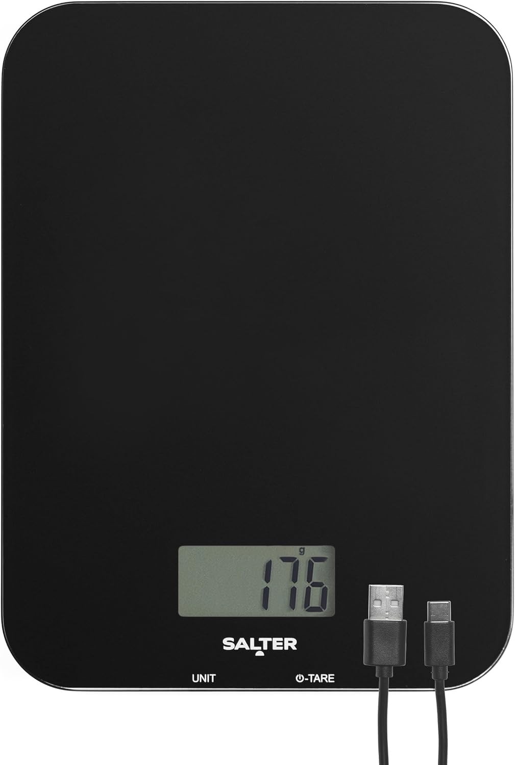 Salter Rechargeable Kitchen Scale Digital 5 kg 1 g USB Tare Liquid Measure Black - Image 3