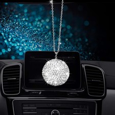Bling Crystal Ball Car Rear View Mirror, Rhinestone Home Decor Ornament Crystal