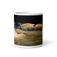 Festive Snowy Village 11oz Ceramic Mug - Carolers, Snow Forts, Colorful Lights