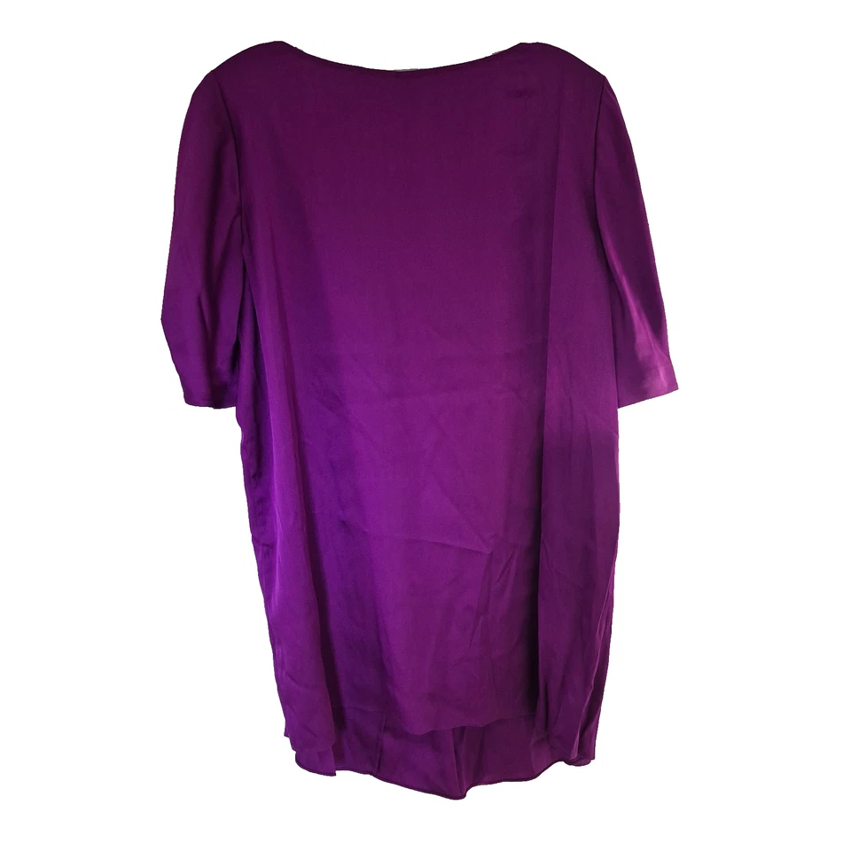 Blusa túnica plisada central de seda púrpura Melanie 1X nueva con etiquetas Elie Tahari nueva Foto 4 de 4