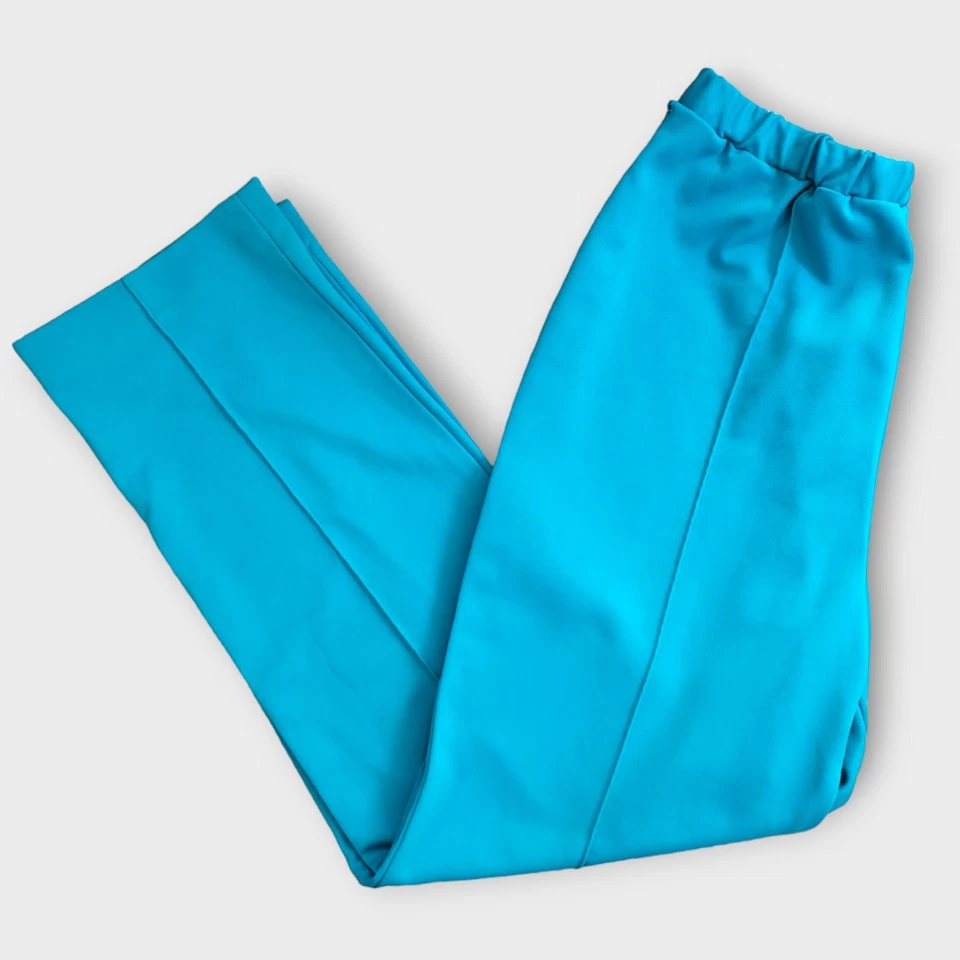 Pantalones Vintage Graff Californiawear Mujer 10 Cintura Elástica Azul Tiro Alto EE. UU. Foto 2 de 4