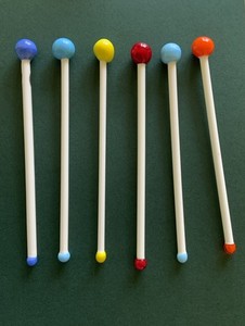 Pier 1 Glass Martini Swizzle Sticks Colorful Ball- Set of 6