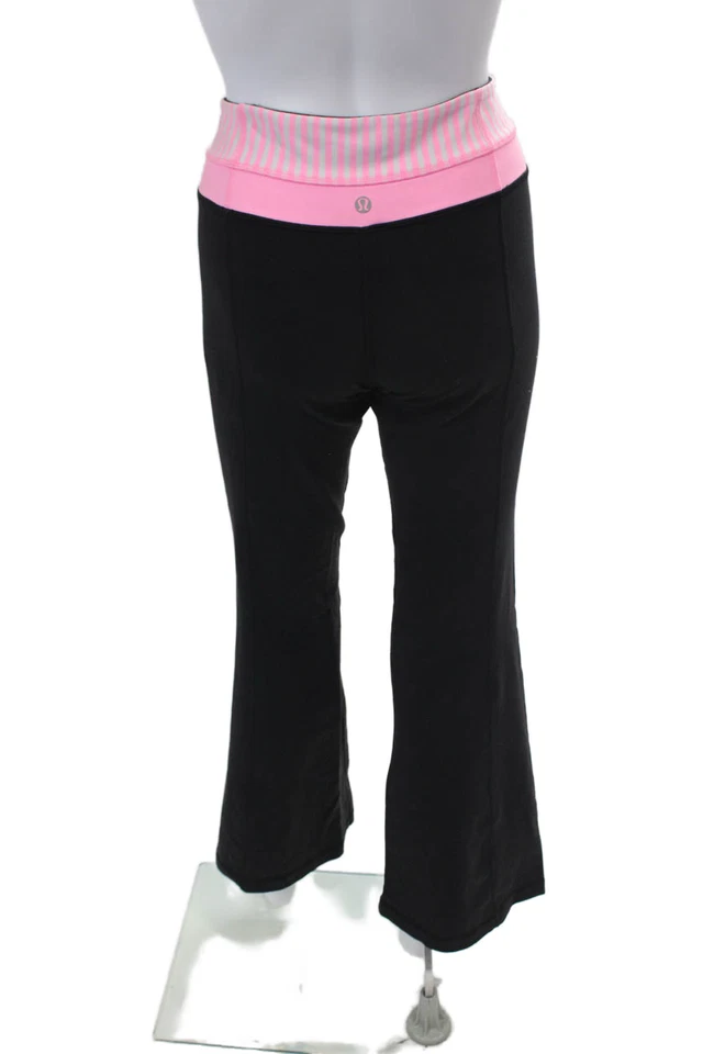 Leggings femininas Lululemon listradas cintura preta rosa claro tamanho 8 - Imagem 3 de 4