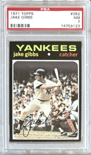 1971 TOPPS #382 JAKE GIBBS PSA 7 NM YANKEES