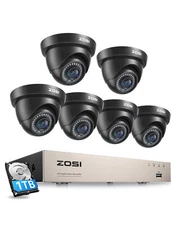 ZOSI H.265 8CH Security Camera System 1T 1080p Outdoor Dome Surveillance Cameras