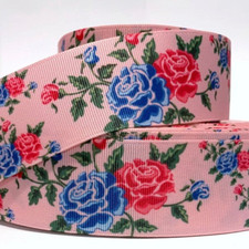 GROSGRAIN RIBBON 5/8", 7/8",1.5", 3" Flowers Rose Pink Mother's Day Printed