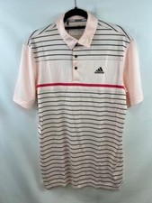 ADIDAS GOLF Men's CORE NOVELTY Stripe Short Sleeve Polo Shirt Pink Tint Sz M NWT