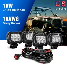 Nilight Led Light Bar 4PCS 4Inch 18W Spot OffRoad Trucks Fog Lights Wiri?ng Kit