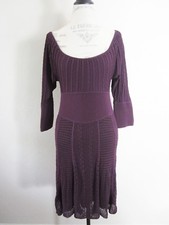 Catherine Malondrino Purple Scoop Neck Cable Sweater Dress S EUC  CG