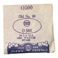 Germanow-Simon Mach (GS) O500 Watch Crystal 24.7x13.6 NOS Part American Watch