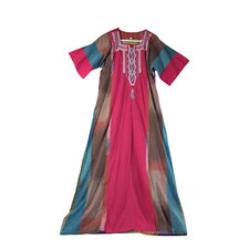 Kaftan Ladies VTG Long Cotton Embroidered Egyptian Made Dress Robe Size 2