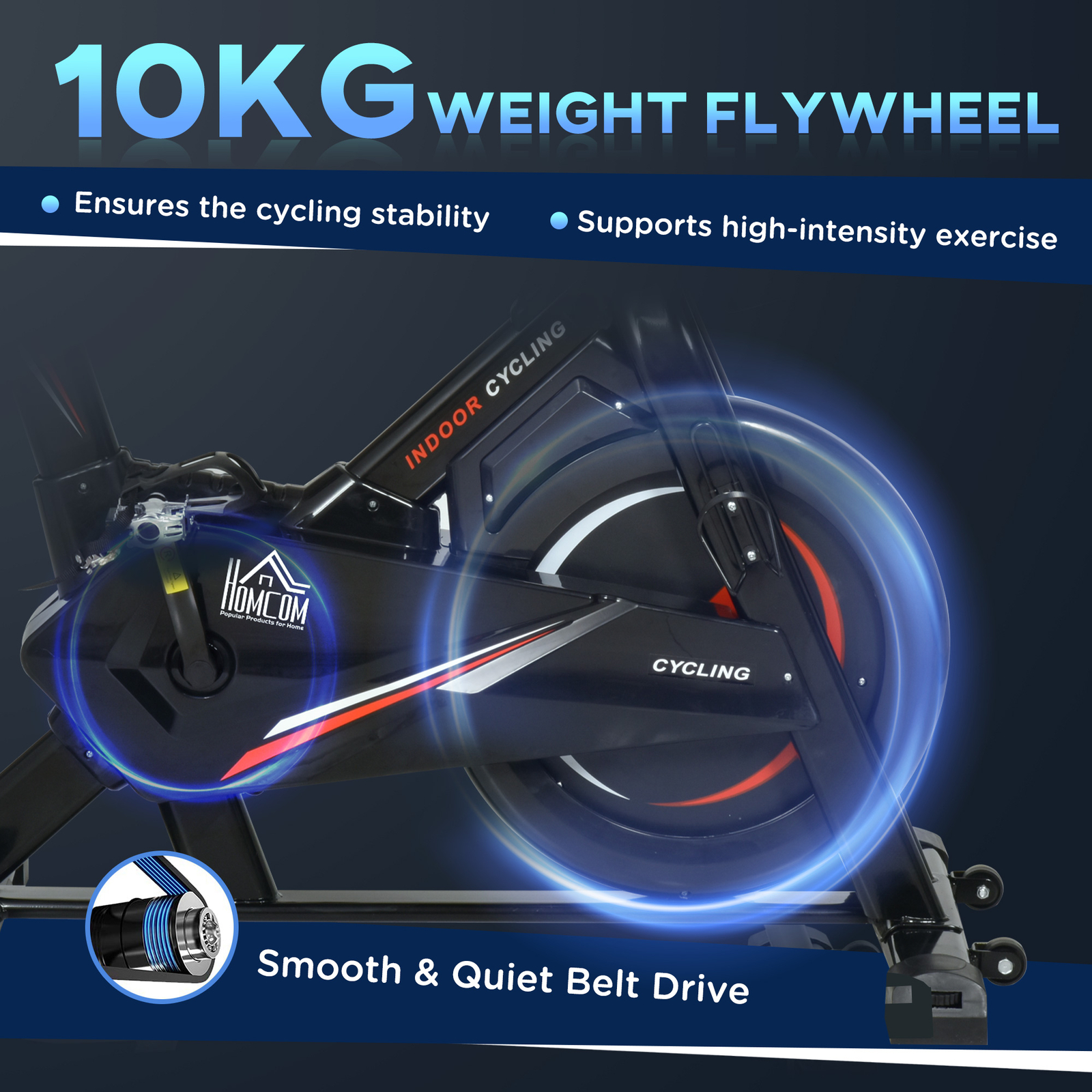Stationary Exercise Bike 10kg Flywheel Gym Office Training Fitness w