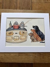 Bryn Parry Comic Country Shoot MOUNTED PRINT 10x8” Dogs Dinner Oven Waiting Food
