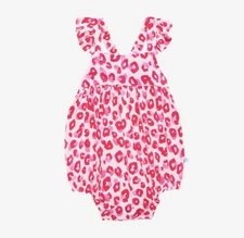 Posh Peanut Ashley Bubble Romper 6 -12 Months Pink Leopard One Piece