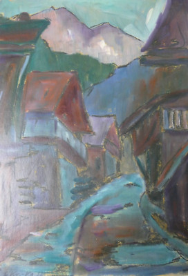 Gerold Krauel Brienz Mischtechnik Faserplatte signiert 58x42cm O-5339