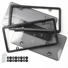 2X Unbreakable License Plate Covers+ Frames Auto Tag Shield Protector Front Rear