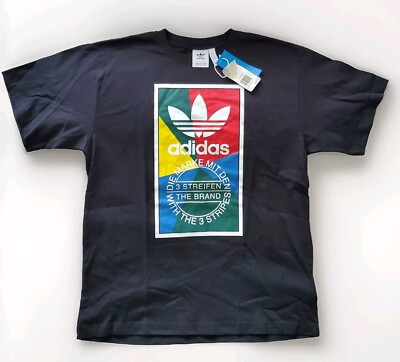 ADIDAS Die Marke Mit Den 3 Streifen The Brand With Three Stripes Black L. NWT