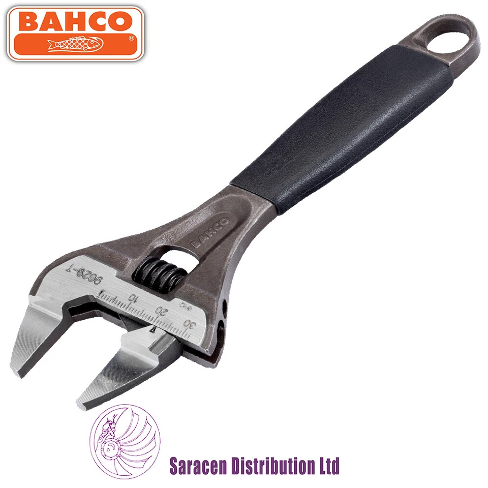 BAHCO SLIM JAW WIDE CAPACTIY ADJUSTABLE WRENCH, 8" - 9031-T
