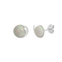 Ohrschmuck Ohrstecker 925 Sterling Silber Rhodiniert Glanz Mit Imit. Opal Weiß V