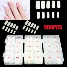 500PCS Fashion Manicure Full Cover Natural False Nails Fake Tips Tools With Box