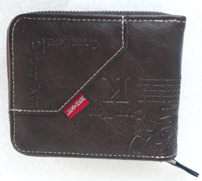 NEW ~ Carr Kenn ~ Stylish Men's PU Leather Brown Wallet ~ Zip