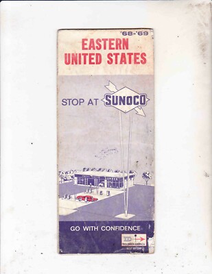 VINTAGE MAP ---- 1968 EASTERN UNITED STATES  MAP------SUNOCO