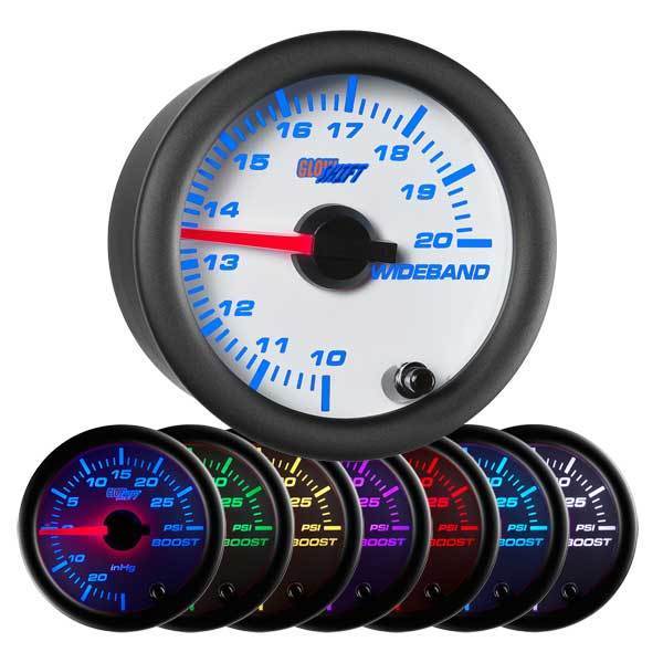 52mm GlowShift White 7 Color Needle Wideband Air/fuel Ratio Gauge W