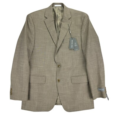 #ad Michael Kors Mens Kent Classic Fit Stretch Sport Coat Tan Beige 40R $55.22