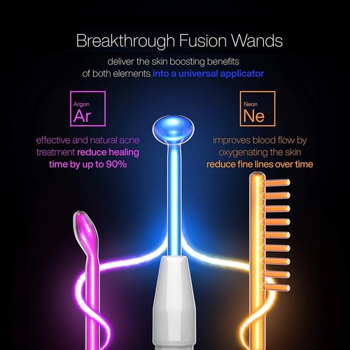 Neon Portable Violet Ray Hi-Frequency Plasma Tesla Machine Electrodes Skin Heal - Picture 2 of 12