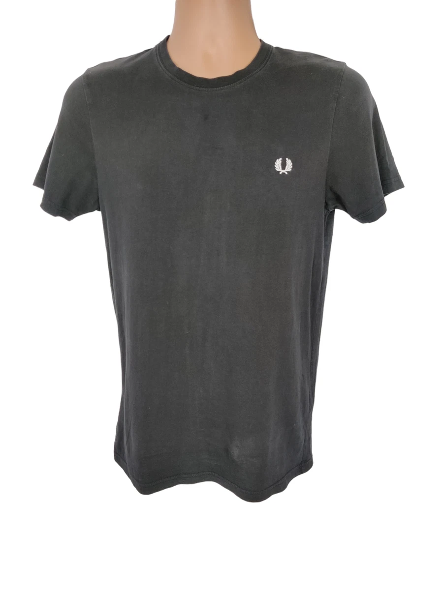 MENS FRED PERRY SIZE UK SMALL BLACK ROUND NECK SHORT SLEEVE T