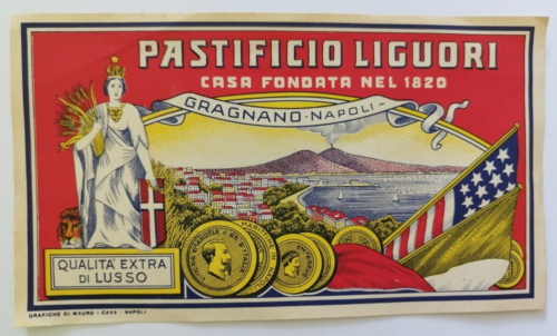 bn34 vecchia etichetta pastificio liguori gragnano napoli pasta alba d'oro - Afbeelding 1 van 2