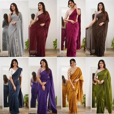 Women'S Khadi Cotton Saree Solid Zari Woven saree with Running Blouse