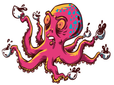 3  Octopus Coffee Sticker Sea Creature Ocean Mug Caffeine Urban Art