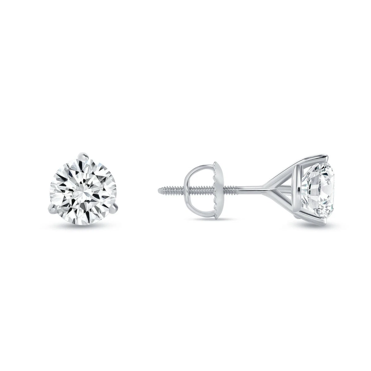 1.25 Ct Round LabCreated Grown Diamond Earrings 18K White Gold E