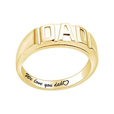 Father's Day Jewelry Gifts DAD Band Ring 14k Yellow Gold Plated Sterling Silver