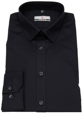 Marvelis Hemd Super Slim Fit Kentkragen schwarz extra langer 69cm Arm