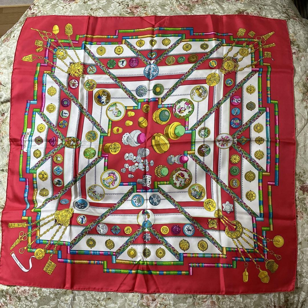 HERMES Red Silk Scarf 100% Pure Luxury Fashion Accessory