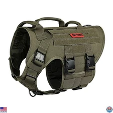 OneTigris Large Tactical Dog Harness - No-Pull Adjustable Vest with Handle &