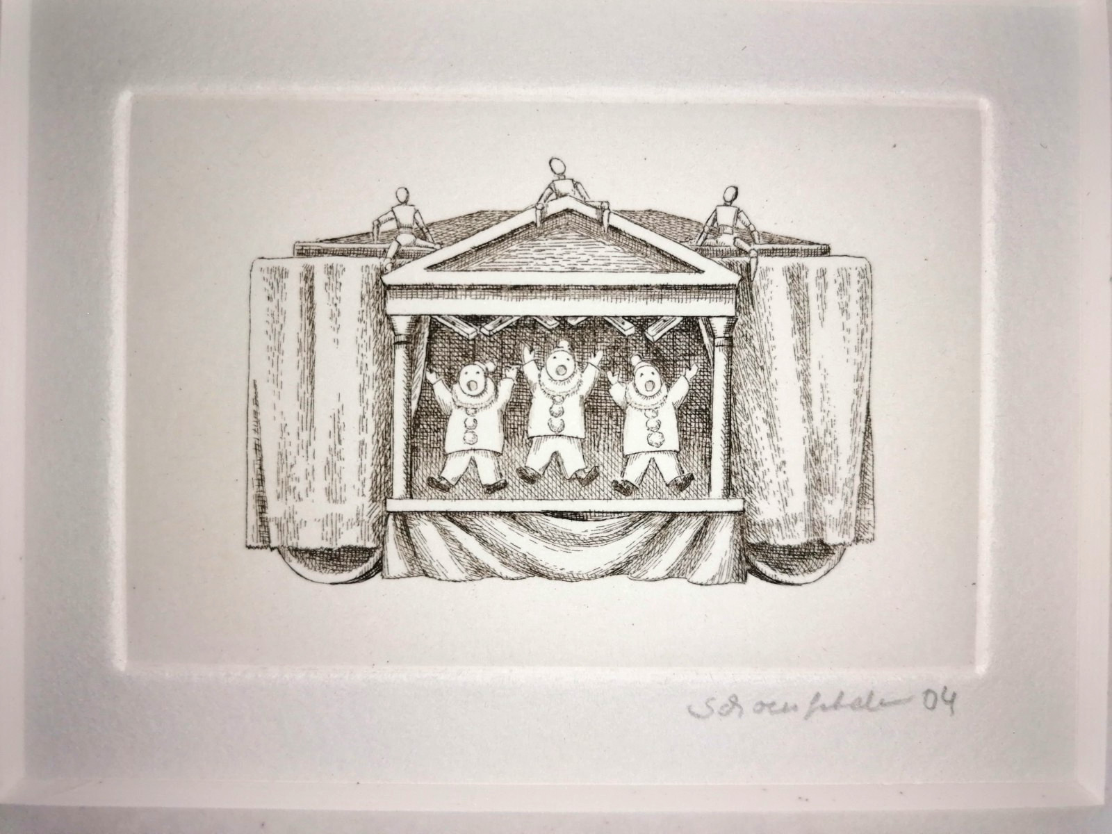 NUEVO * 3 tenores * aguafuerte, J. Schoenfelder 2004, ¡incl. passepartout de museo!