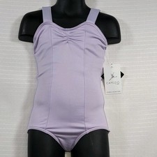 Capezio Lavender Wide Strap Pinch Front  Back Leotard front lined Sz Child S.