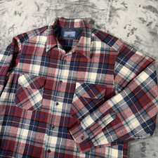 True Vintage Pendleton Wool Shirt Men s Extra Large Loop Collar Plaid USA 70s