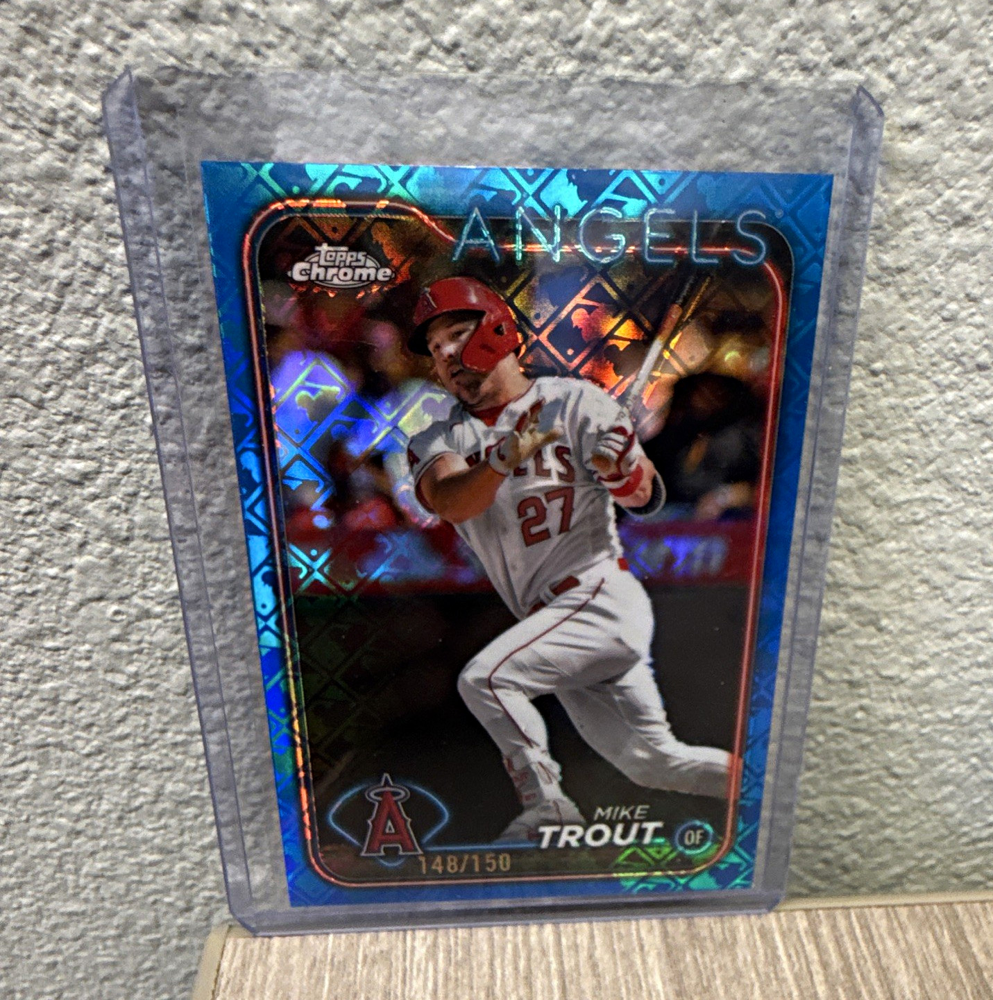 Topps 2024 Chrome Logofractor Mike Trout Angels Blue Logo man Refractor 148 /150