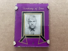 Vintage ART DECO Reverse Painted Glass Mini Picture Frame THINKING OF YOU Sweeth