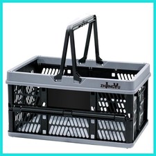 plastic baskets with handles 20L,collapsible crates for storage,14.96"x9.84"x...