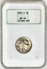 1937 D BUFFALO NICKEL NGC MS64 OLD FATTY HOLDER - NGC GOLD EMBOSSED SEAL