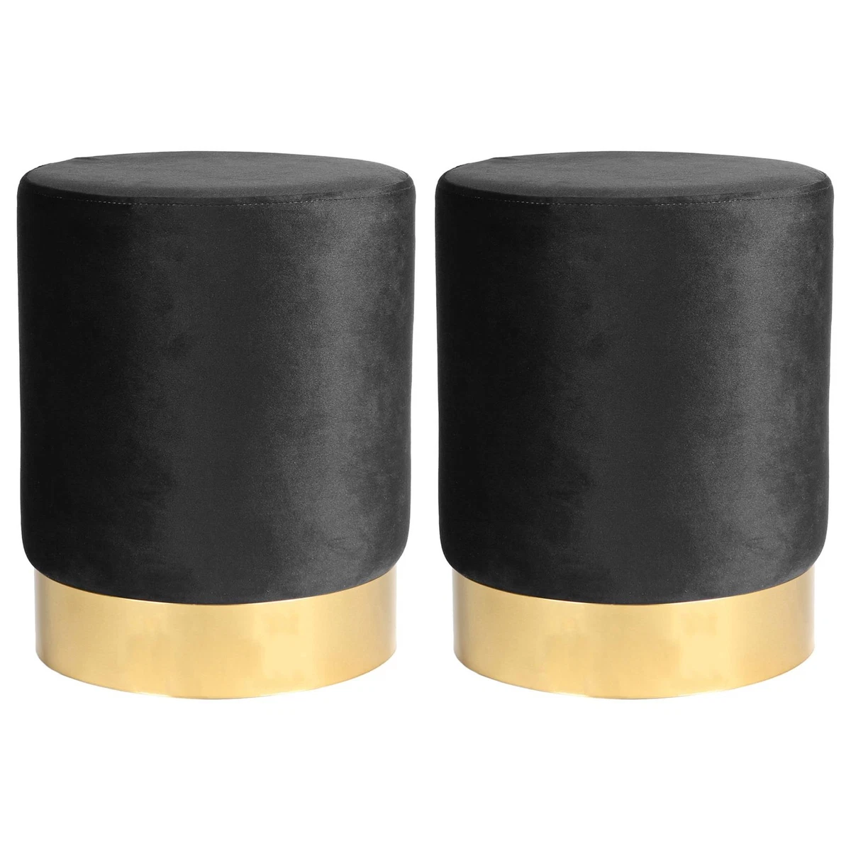 Pouf Repose-pieds Baroque – Feuille D’or Et Revêtement Noir – Neuf