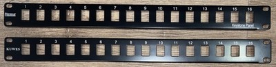 Keystone Blank Patch Panel Plate Cat5e Cat6 RJ45 19 Rack Mount 1U 16 Port 2 pcs